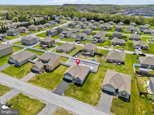 drone / aerial view with a residential view