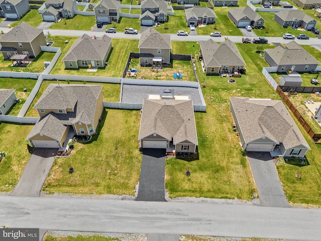 bird's eye view with a residential view