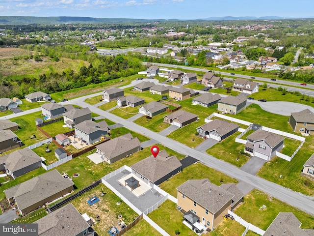 bird's eye view with a residential view