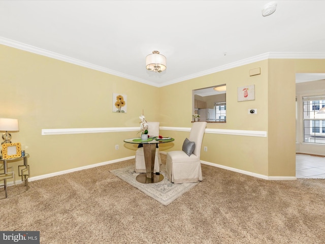 13107 Bridger Dr Unit 104, Germantown, MD 20874 - dining space featuring carpet, crown molding, and baseboards