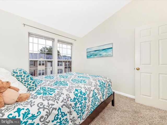13107 Bridger Dr Unit 104, Germantown, MD 20874 - carpeted bedroom featuring vaulted ceiling and baseboards