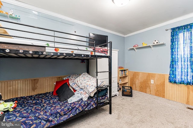 950 Wampler Ln, Westminster, MD 21158 - carpeted bedroom featuring wooden walls, a wainscoted wall, and crown molding