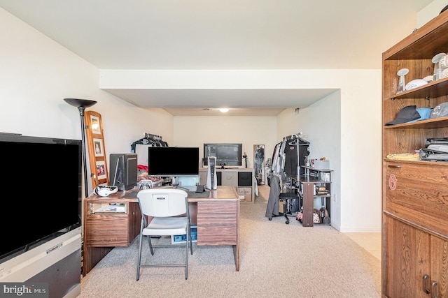 office featuring light carpet