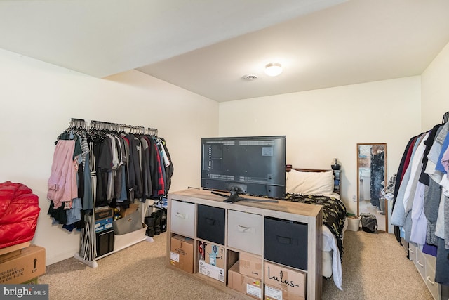walk in closet with carpet floors