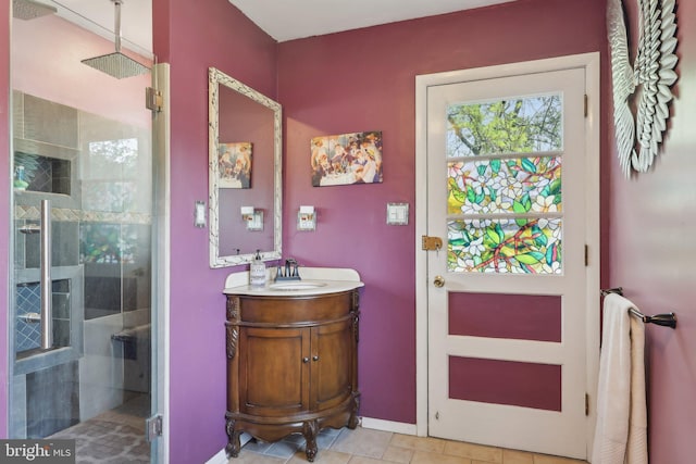 1511 Glenview Dr, Cinnaminson, NJ 08077 - bathroom with a stall shower, vanity, and tile patterned flooring