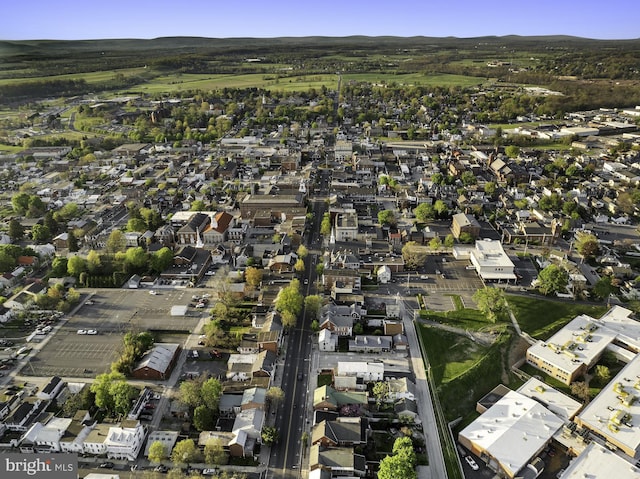 aerial view featuring a residential view and a mountain view