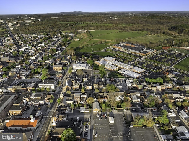 drone / aerial view with a view of trees