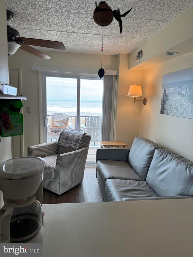 900 Kennedy Dr Unit 304, North Wildwood, NJ 08260 - living area featuring visible vents, wood finished floors, and ceiling fan