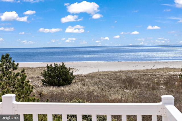 property view of water with a beach view