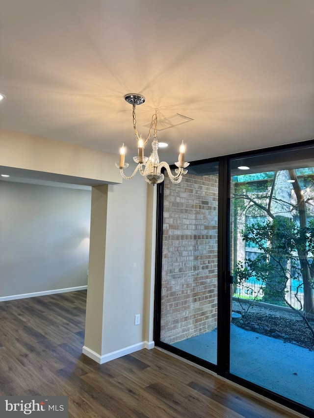 511 N Armistead St Unit T2, Alexandria, VA 22312 - interior space featuring baseboards, a notable chandelier, and dark wood-style floors