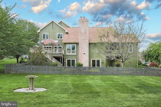 6 Pond Ridge Ln, Hanover, PA 17331 - rear view of property with a deck, stairs, and a chimney