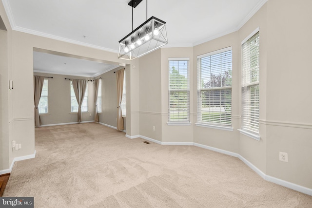 17202 Madrillon Way, Accokeek, MD 20607 - unfurnished dining area featuring carpet floors and ornamental molding
