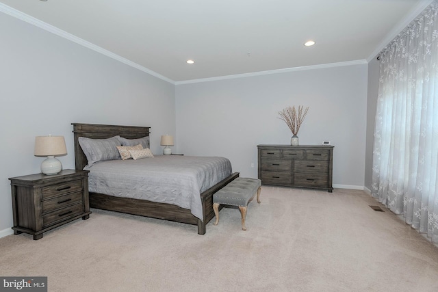 7928 Meridian Dr, Pasadena, MD 21122 - bedroom featuring baseboards, carpet flooring, crown molding, and recessed lighting