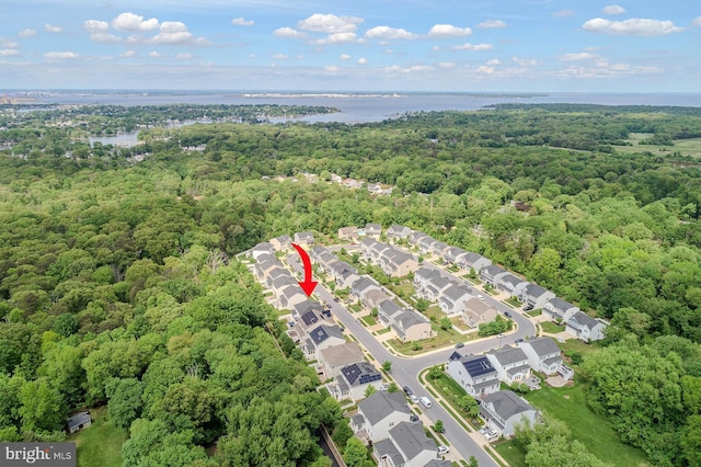 7928 Meridian Dr, Pasadena, MD 21122 - aerial overview of property's location featuring a heavily wooded area, a large body of water, and nearby suburban area
