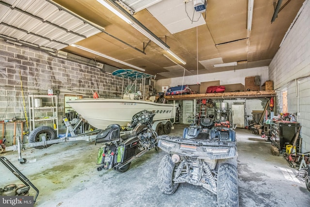garage with a garage door opener