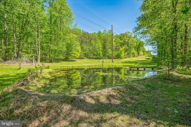 view of yard featuring a water view