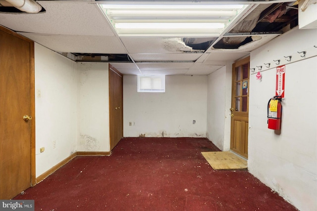 basement with carpet