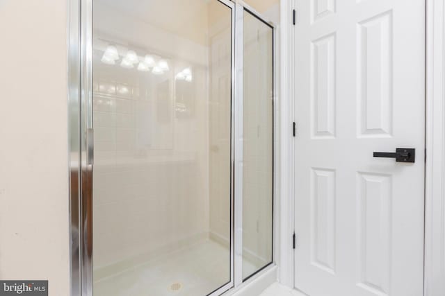 bathroom featuring a shower stall