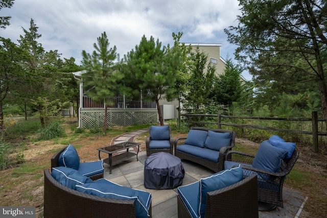1105 N Bay Shore Dr, Milton, DE 19968 - view of patio / terrace with outdoor lounge area and a wooden deck