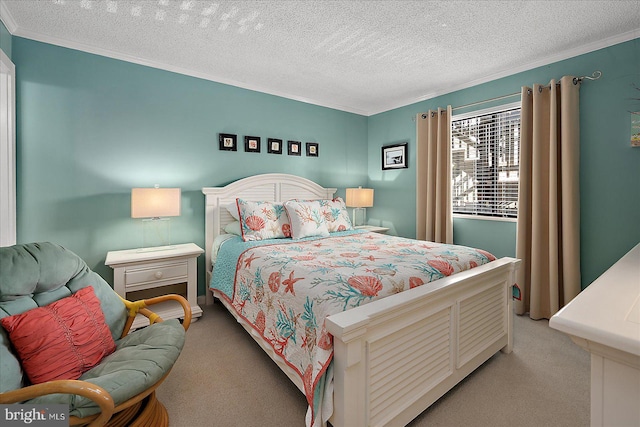 119 Old Landing Rd Unit 205A, Ocean City, MD 21842 - bedroom featuring ornamental molding, light carpet, and a textured ceiling