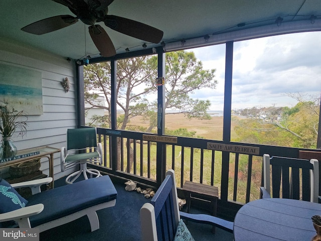 119 Old Landing Rd Unit 205A, Ocean City, MD 21842 - sunroom featuring ceiling fan and a wealth of natural light