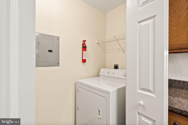 8075 Lacy Dr Unit 303, Manassas, VA 20109 - clothes washing area with electric panel, washer / clothes dryer, and laundry area
