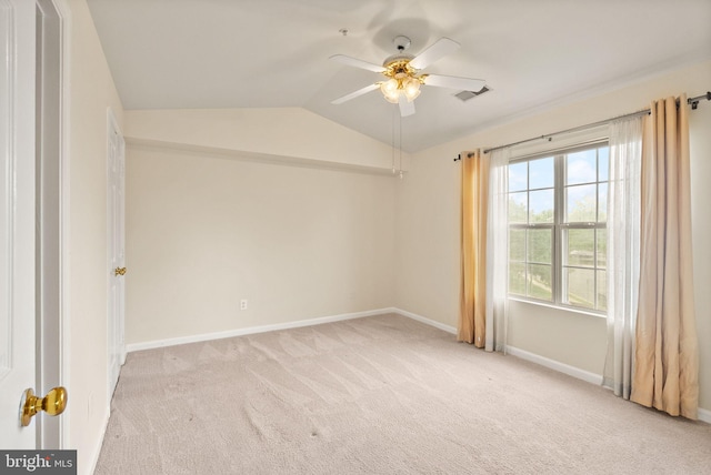 8075 Lacy Dr Unit 303, Manassas, VA 20109 - unfurnished room featuring lofted ceiling, ceiling fan, light carpet, and visible vents