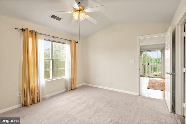 8075 Lacy Dr Unit 303, Manassas, VA 20109 - carpeted spare room featuring ceiling fan, lofted ceiling, plenty of natural light, and visible vents