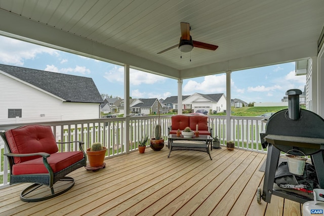 147 Langley Dr, Waynesboro, VA 22980 - wooden deck with a ceiling fan and a residential view