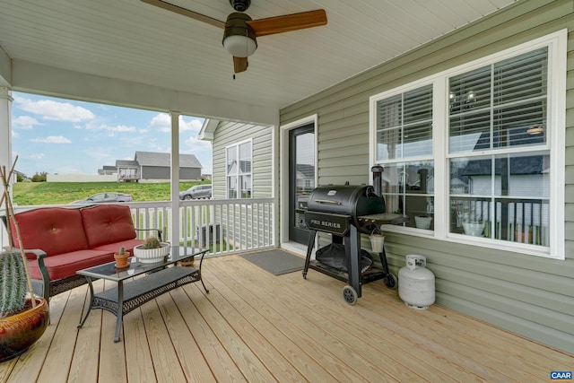 147 Langley Dr, Waynesboro, VA 22980 - deck with ceiling fan, outdoor lounge area, and grilling area