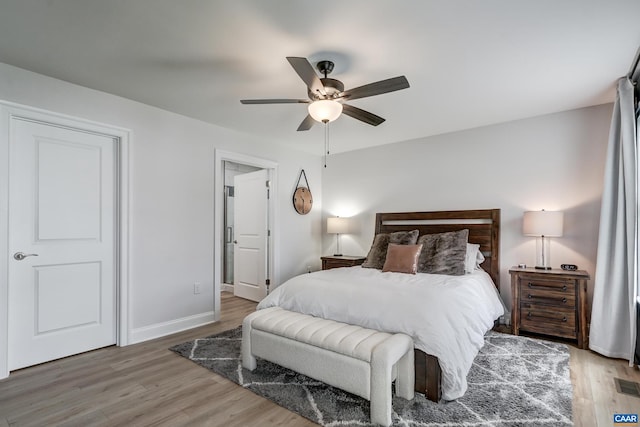 147 Langley Dr, Waynesboro, VA 22980 - bedroom with baseboards, ceiling fan, wood finished floors, and visible vents