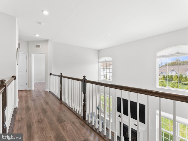 1022 Fawn Haven Walk, Dover, DE 19901 - hall with visible vents, recessed lighting, plenty of natural light, and dark wood-style floors