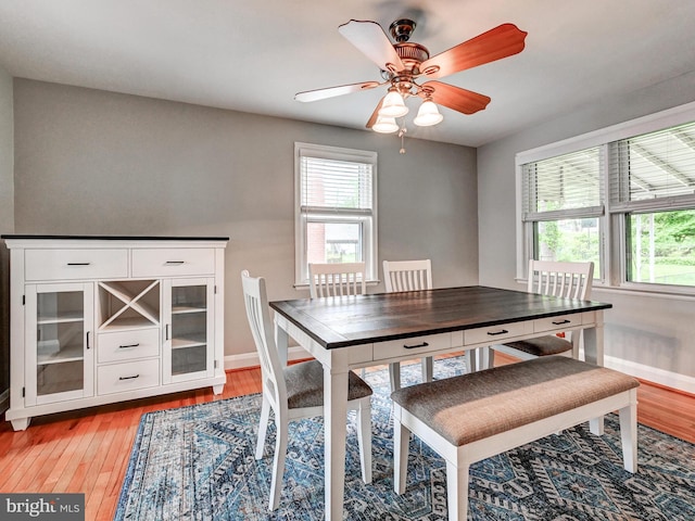 7612 Daniels Ave, Baltimore, MD 21234 - dining room with healthy amount of natural light, light wood-type flooring, baseboards, and ceiling fan