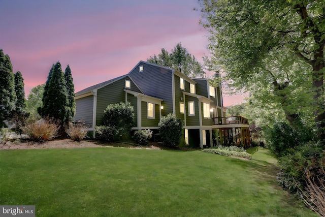 9373 Robnel Pl, Vienna, VA 22182 - rear view of property with a yard, a chimney, and a deck