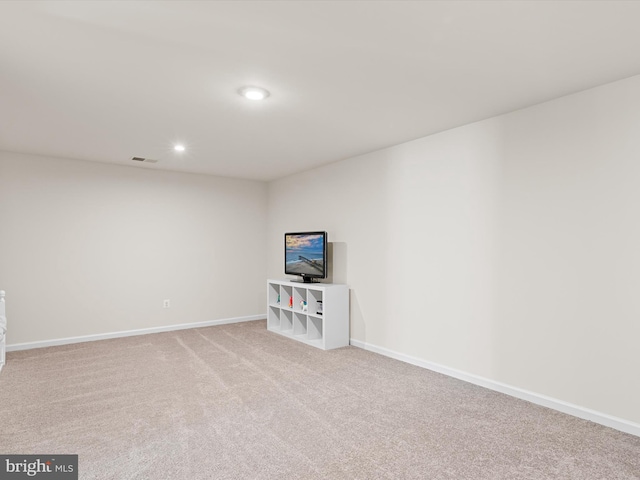 37268 Brenda Ln, Frankford, DE 19945 - basement with recessed lighting, baseboards, visible vents, and carpet