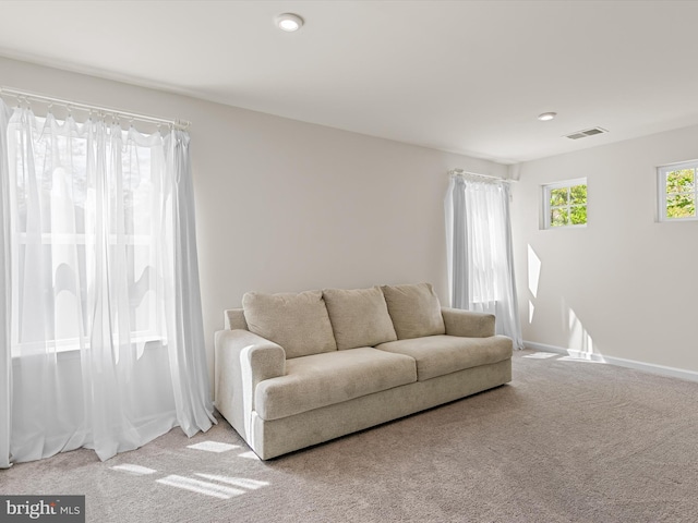 37268 Brenda Ln, Frankford, DE 19945 - living room featuring carpet flooring, recessed lighting, baseboards, and visible vents