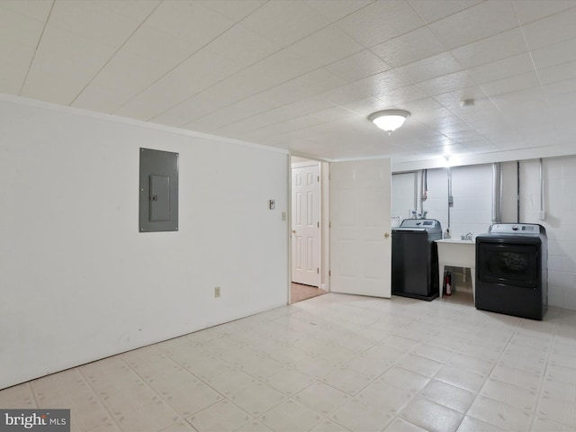321 Valley View Dr, Waynesboro, PA 17268 - finished basement with electric panel, light flooring, and washer and dryer