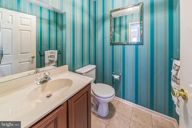 2707 E Crossing Cir, Norristown, PA 19403 - bathroom featuring tile patterned flooring, toilet, vanity, and wallpapered walls