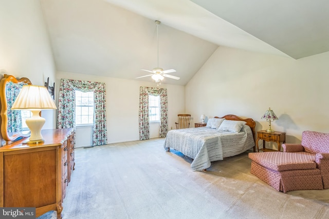 2707 E Crossing Cir, Norristown, PA 19403 - bedroom with carpet, high vaulted ceiling, and ceiling fan
