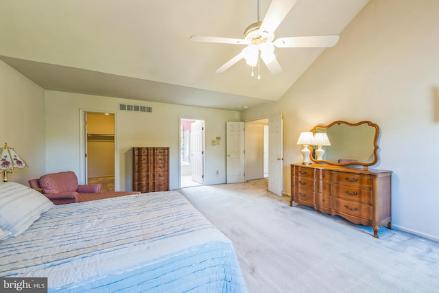 2707 E Crossing Cir, Norristown, PA 19403 - bedroom with light colored carpet, lofted ceiling, a spacious closet, connected bathroom, and baseboards