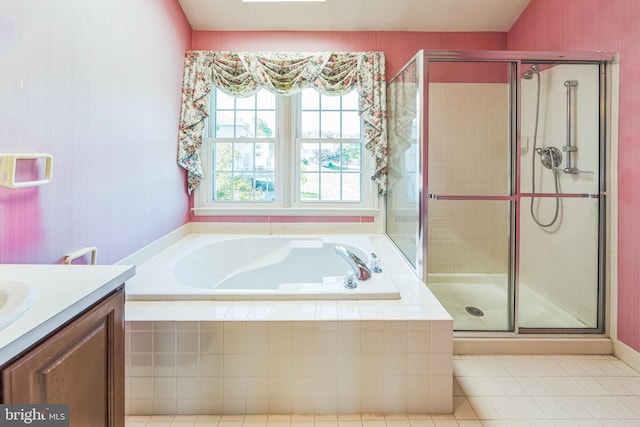 2707 E Crossing Cir, Norristown, PA 19403 - bathroom with a shower stall, tile patterned flooring, and a bath