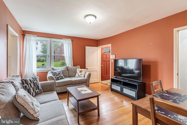 living area featuring light wood-type flooring