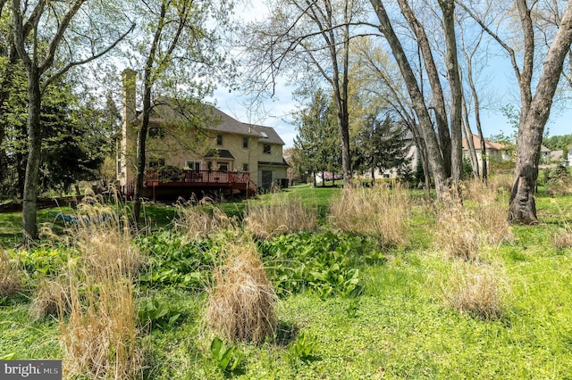 view of yard featuring a wooden deck