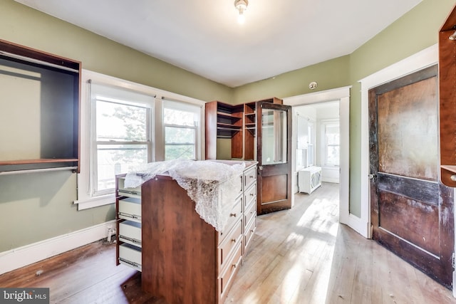walk in closet featuring light wood finished floors
