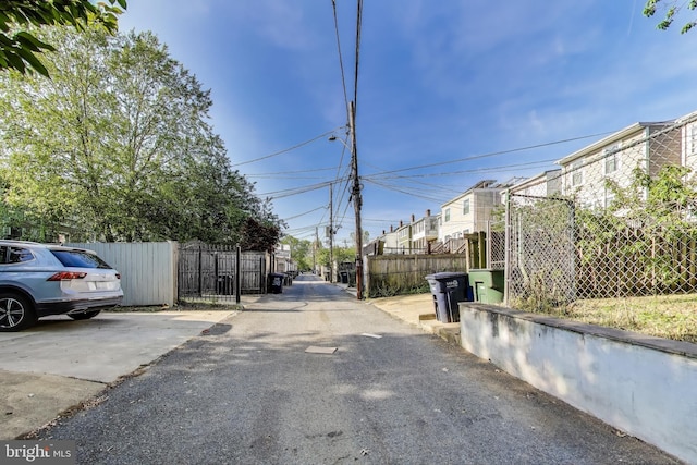 view of road with a residential view