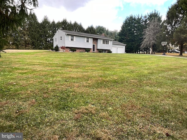 20416 Old York Rd, White Hall, MD 21161 - split foyer home with a detached garage, a chimney, and a front yard