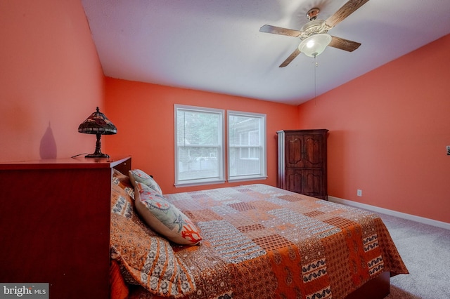 12 Woods Cir, Ocean View, DE 19970 - carpeted bedroom featuring vaulted ceiling, baseboards, and ceiling fan