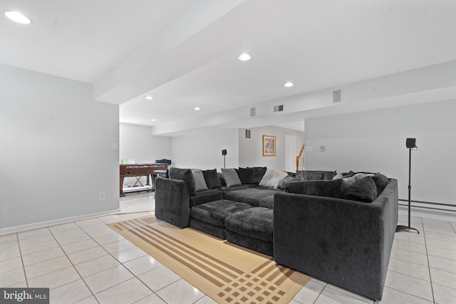 4209 Hardy Ridge Dr, Woodbridge, VA 22192 - living area featuring recessed lighting, visible vents, and light tile patterned floors