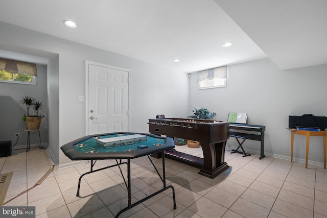 4209 Hardy Ridge Dr, Woodbridge, VA 22192 - rec room featuring recessed lighting, baseboards, and light tile patterned floors