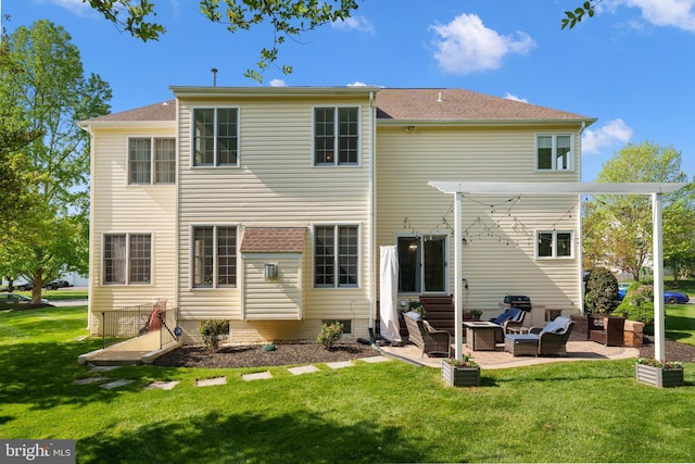 4209 Hardy Ridge Dr, Woodbridge, VA 22192 - rear view of property with a patio, outdoor lounge area, and a yard